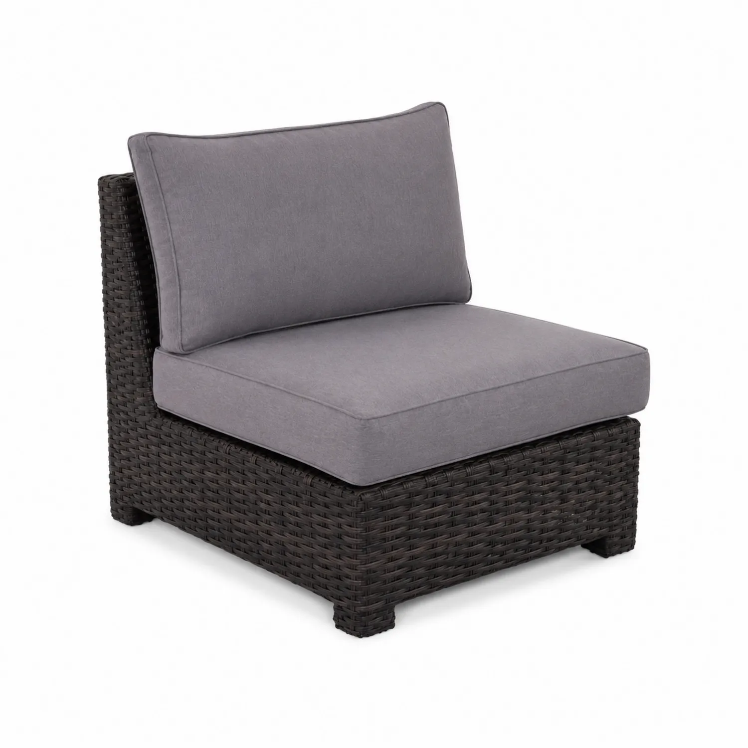 Sillón de Ratán PE con Cojines Grises para Exterior