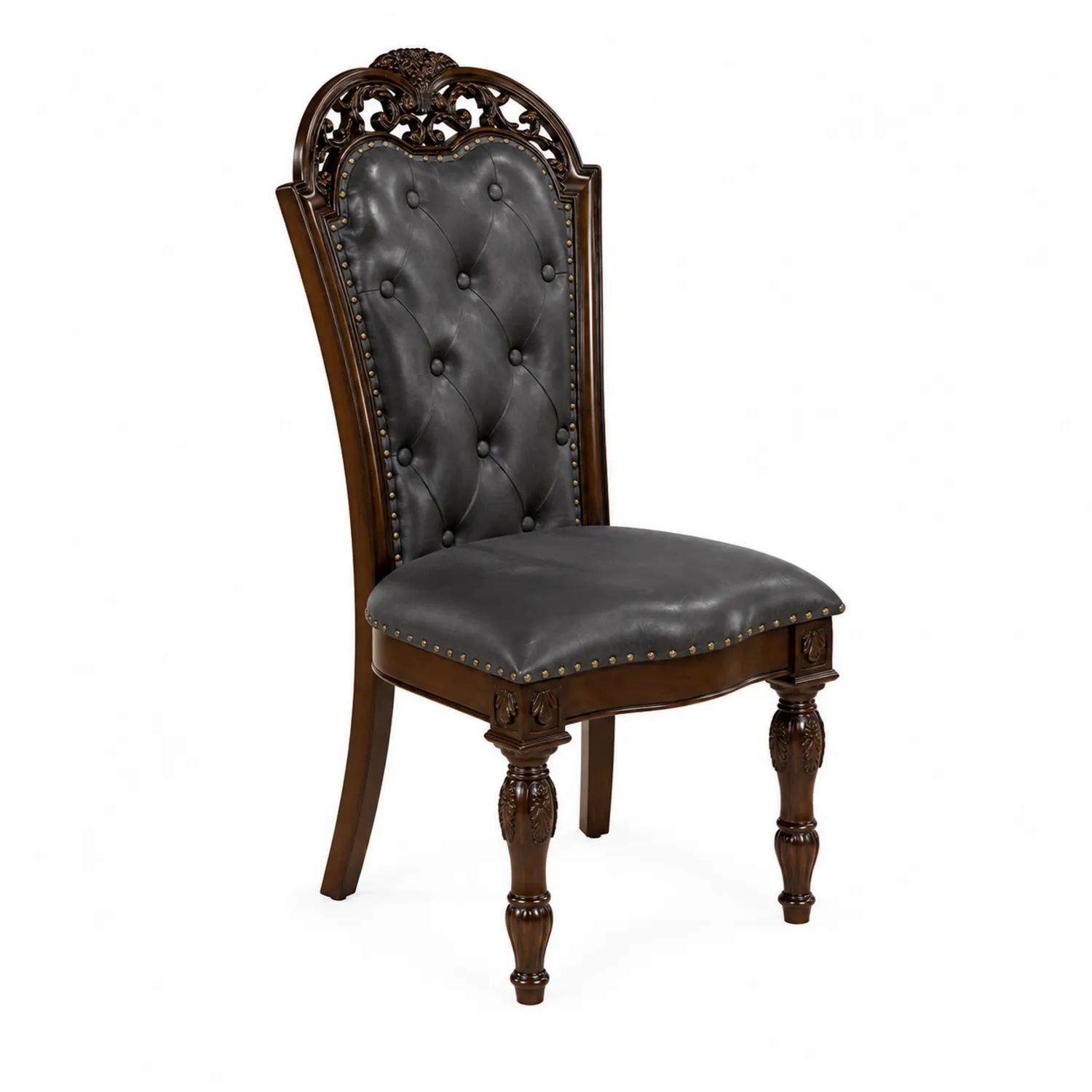 Silla de Madera y Cuero PU Marrón Oscuro