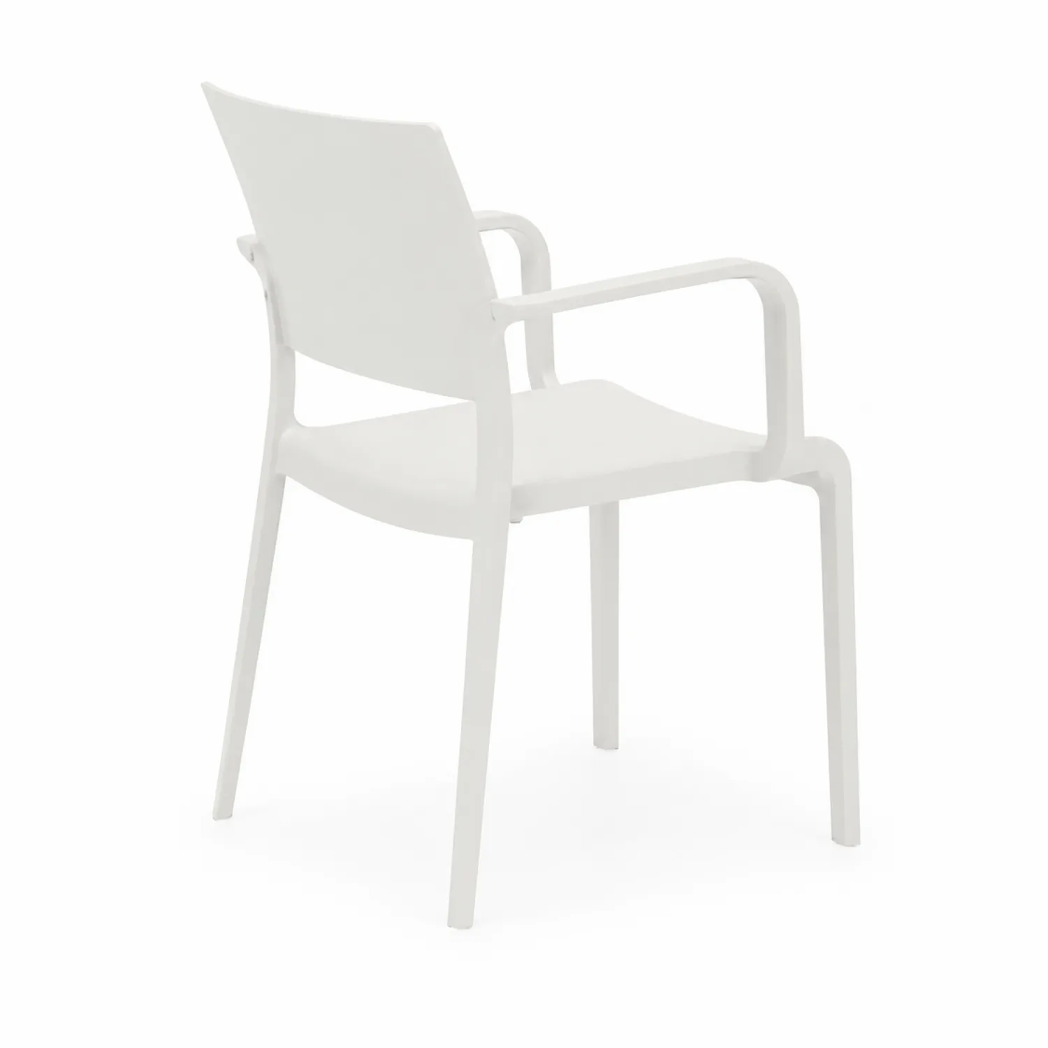 Silla de plástico blanco con reposabrazos 55x50x83 cm