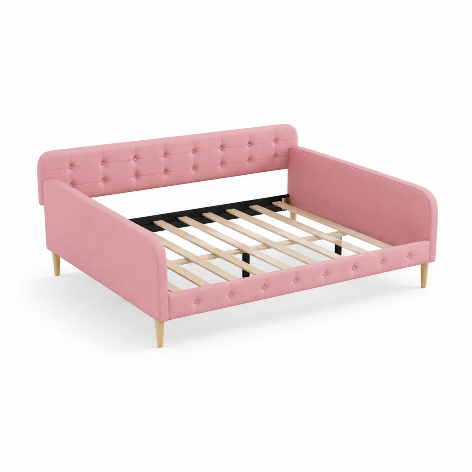 Cama de día de tela rosa 200x140 cm