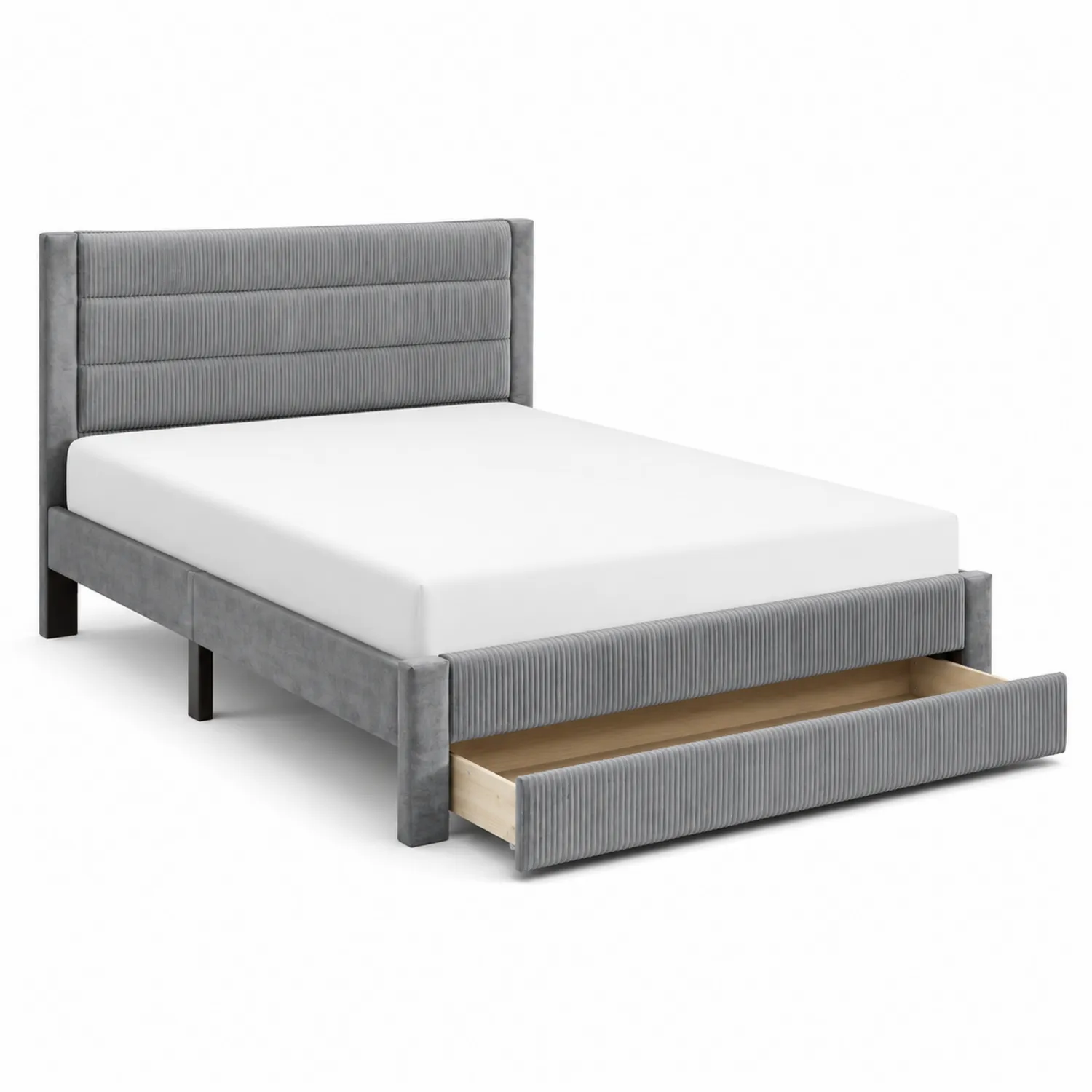 Cama de terciopelo gris con almacenamiento 200x160 cm
