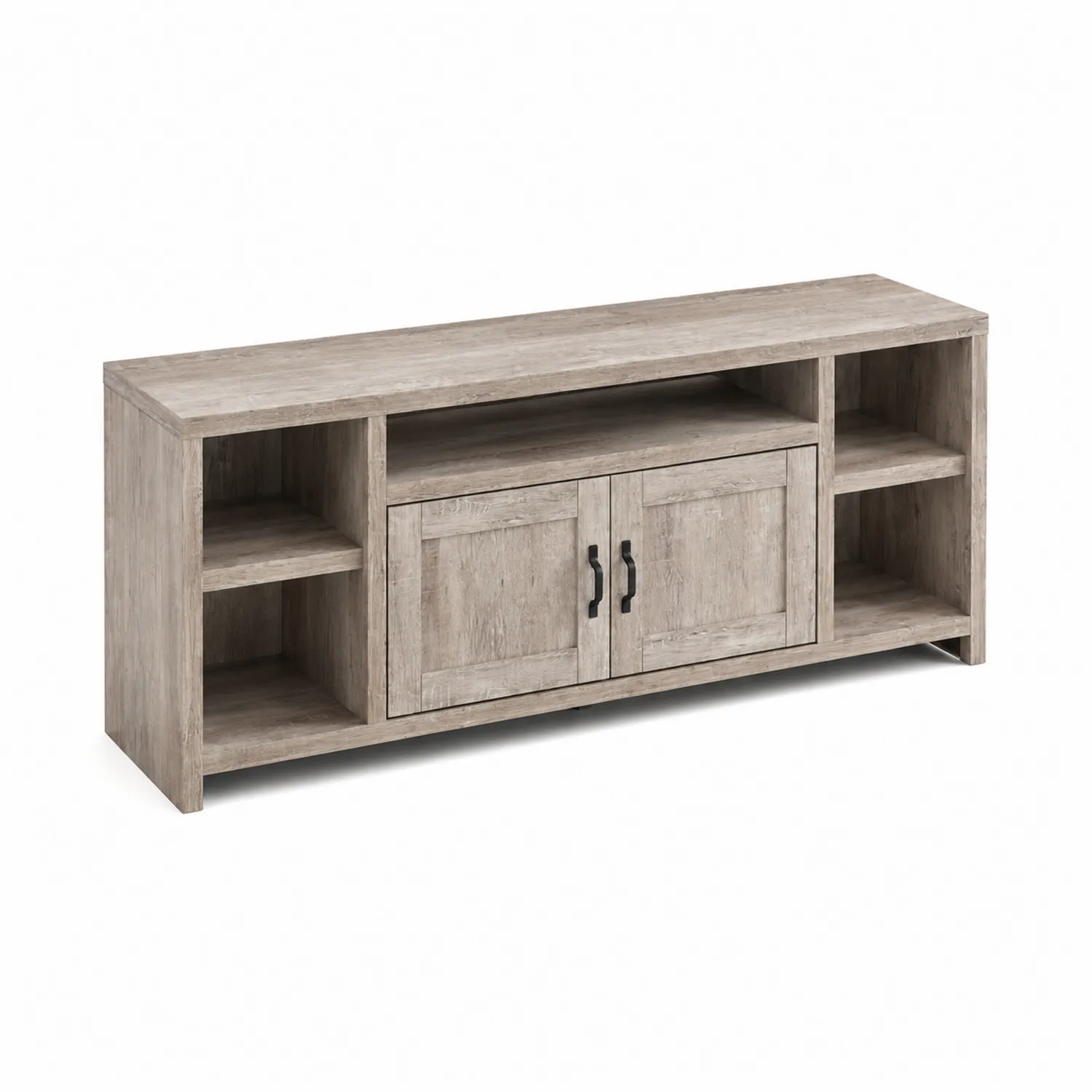 Mueble de TV de Madera Aglomerada Gris con Estantes