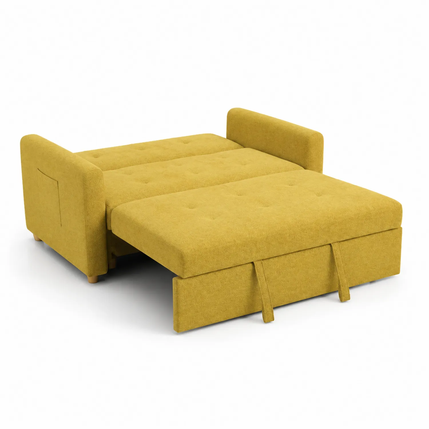 Sofá cama de tela amarilla 200x140 cm