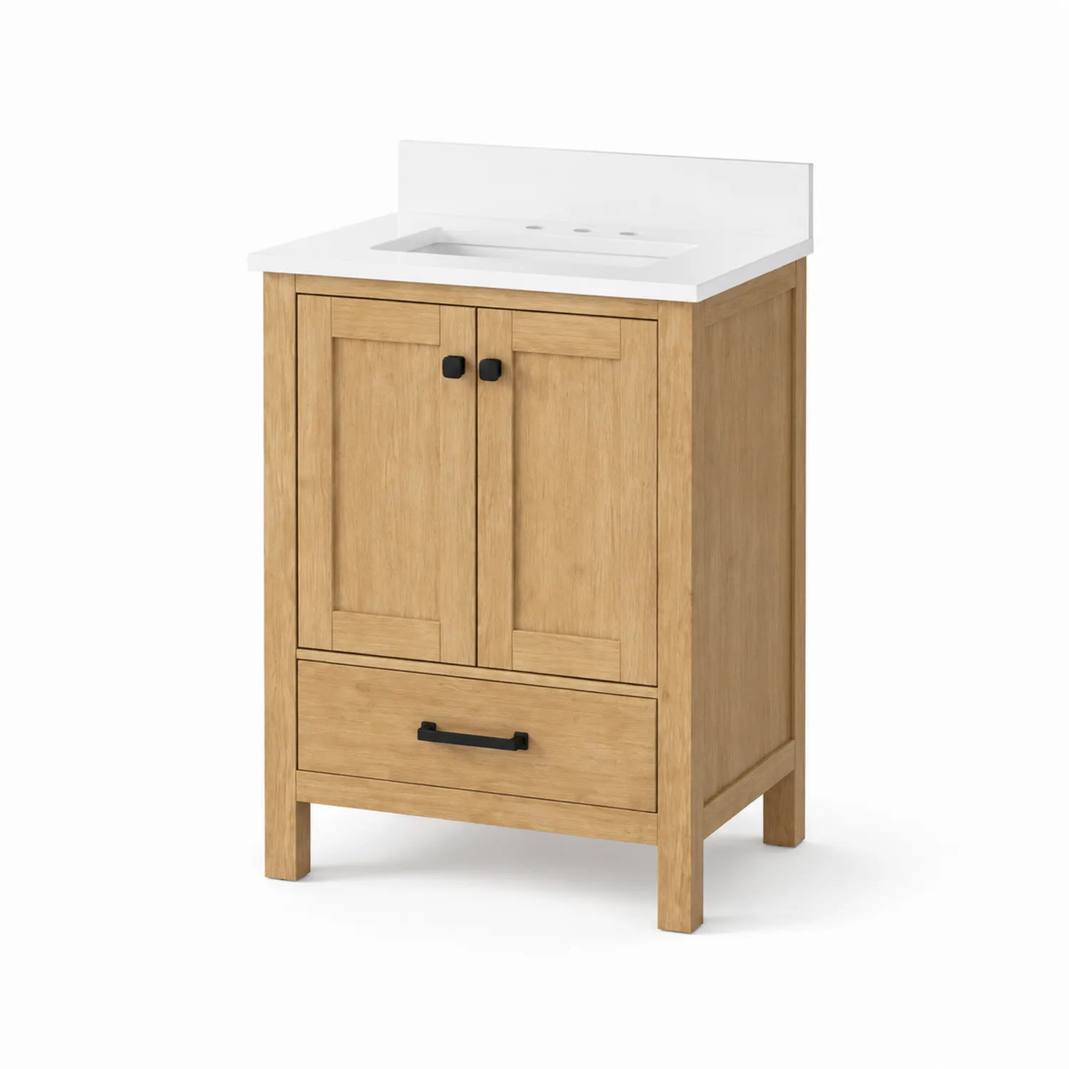 Mueble de lavabo de roble con encimera de cerámica, 60 cm, Roble Claro