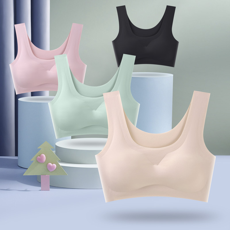 Hot-selling Japanese premium seamless bra, one-piece women's ice silk backless sports yoga vest bra.