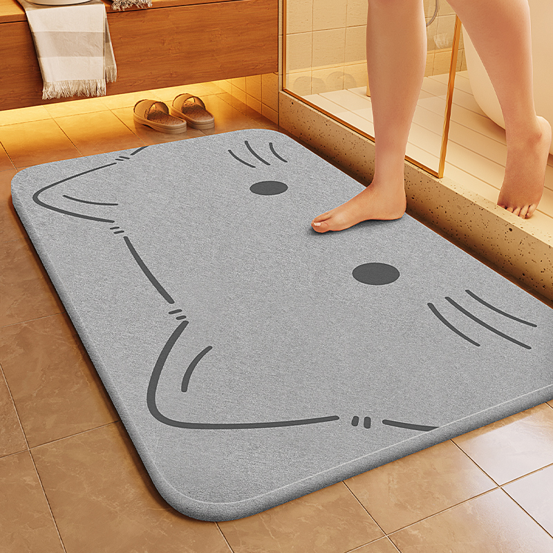 Soft diatomaceous earth bathroom mat, instantly absorbent, non-slip, quick-drying, toilet mat, doormat, household carpet.