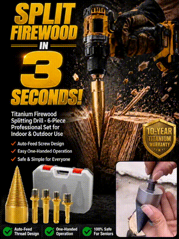 🪓 Titanium Wood Splitter | 6-Piece Drill Bit Set | Titanium Coated | Safe Axe Alternative | Protect Your Back⚡
