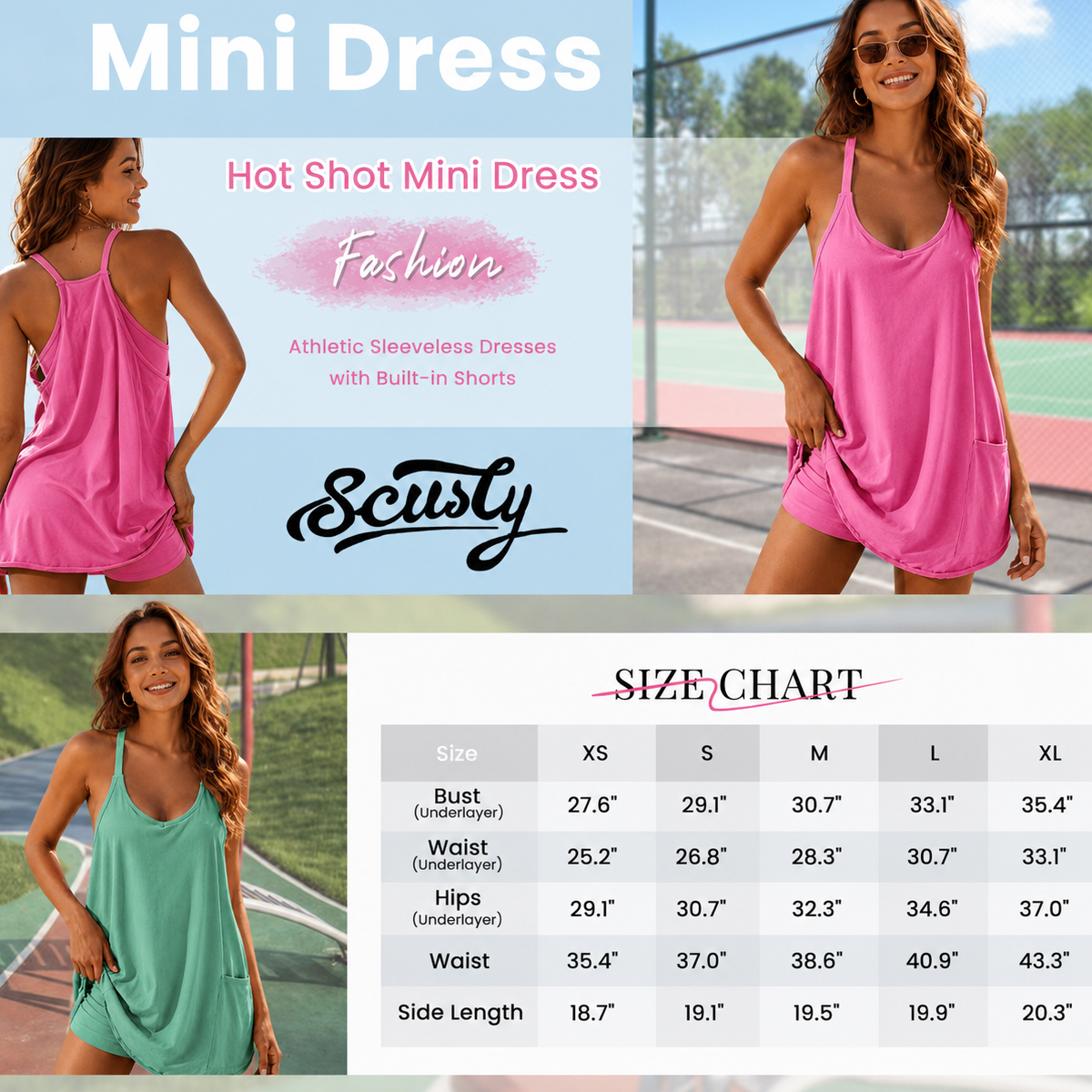 Women’s Casual Summer Dress with Built-in Shorts, Loose Fit Sleeveless Mini Dress with Pockets, Soft Stretch Fabric, Comfortable Everyday Outfit for Travel, Beach, Sports and Daily Wear