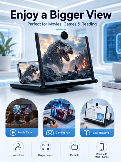 HD Large Screen Phone Magnifier | Foldable Anti-Blue Light Mobile Screen Amplifier for All Smartphones