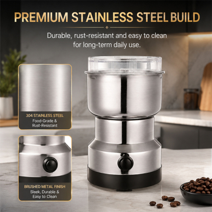 Portable Electric Grinder for Coffee Beans, Spices, Nuts & Grains – One-Touch Fast Grinding, Compact Kitchen Grinding Machine