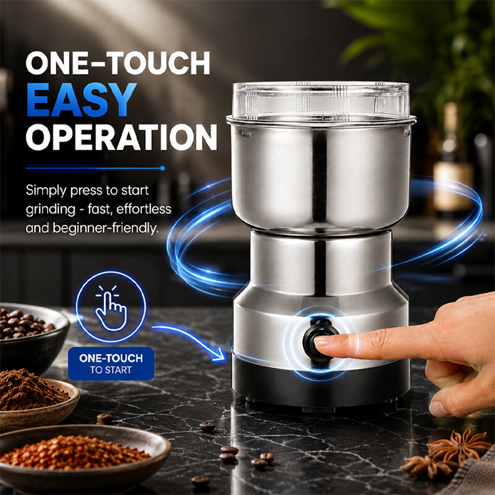 Portable Electric Grinder for Coffee Beans, Spices, Nuts & Grains – One-Touch Fast Grinding, Compact Kitchen Grinding Machine