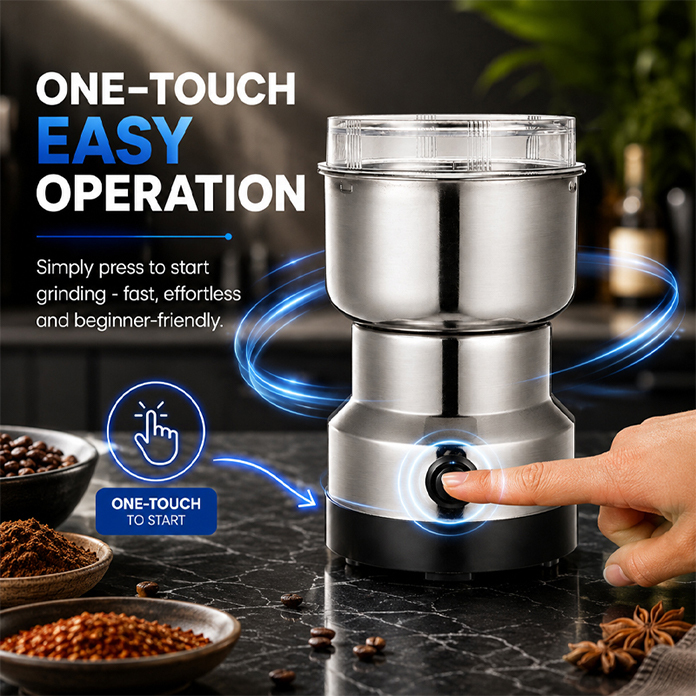 Portable Electric Grinder for Coffee Beans, Spices, Nuts & Grains – One-Touch Fast Grinding, Compact Kitchen Grinding Machine