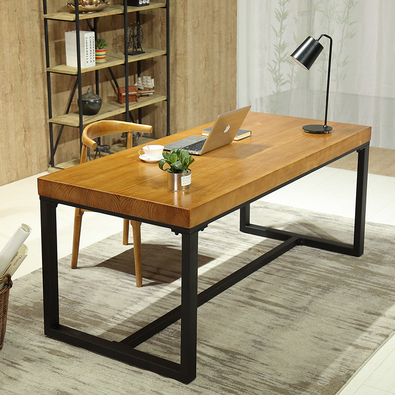 American-style desk, wrought iron and solid wood dining table, retro long table, bar, coffee shop, restaurant, tea table, conference desk