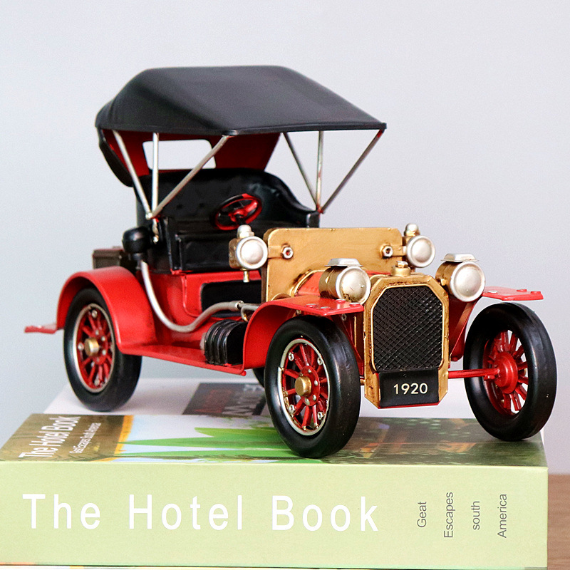 American vintage car retro classic car home living room wine cabinet decoration tin model creative ornament