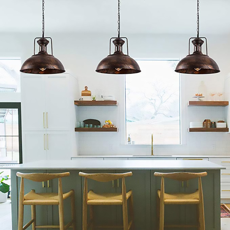 Factory/Hot Pot Restaurant Chandelier, Iron Material, Industrial Style, Retro Restaurant Lighting, Cross-border American Style, Zhongshan Home Decoration Lighting Fixture