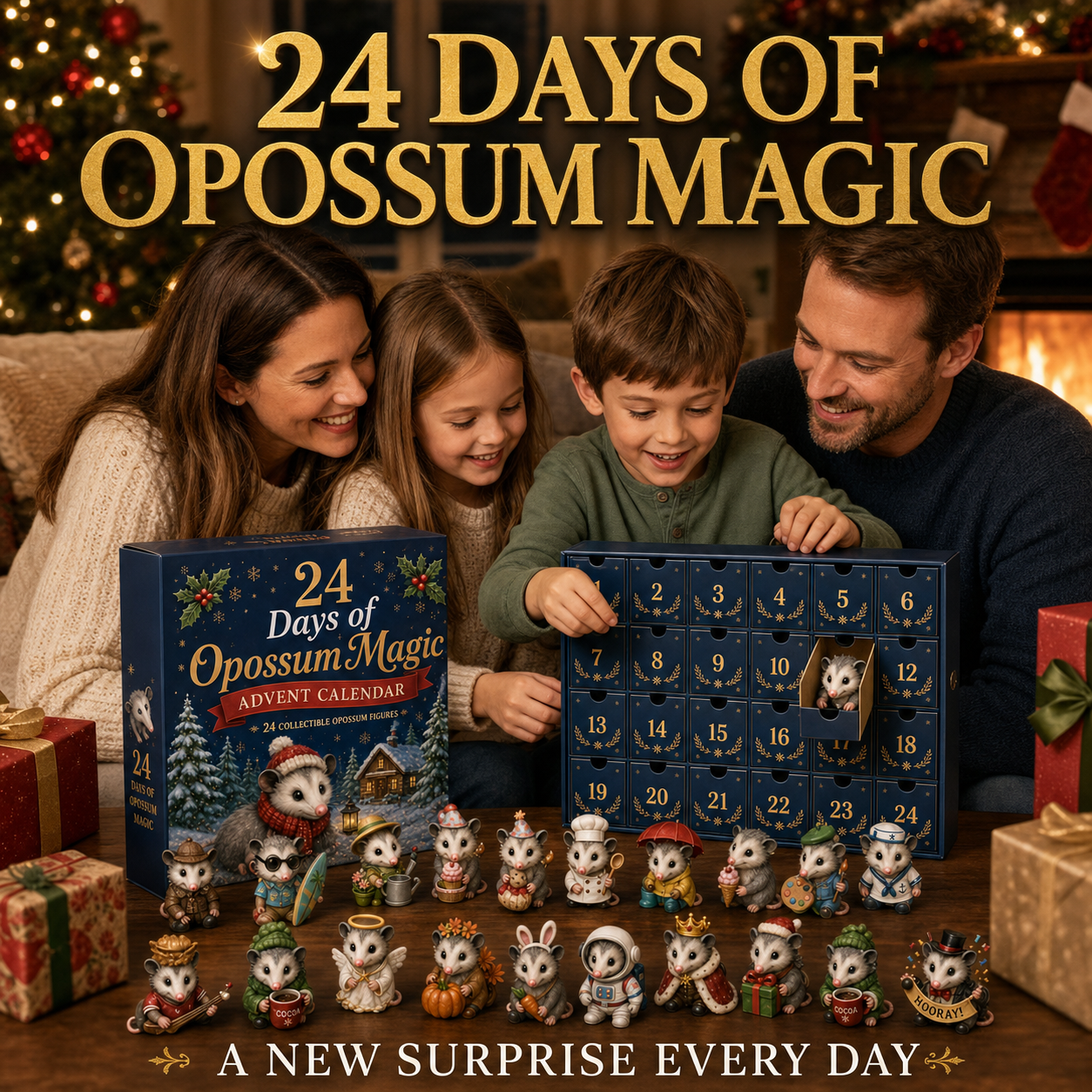 🐾 24 Days of Opossum Magic Advent Calendar – 24 Collectible Christmas Opossum Surprises