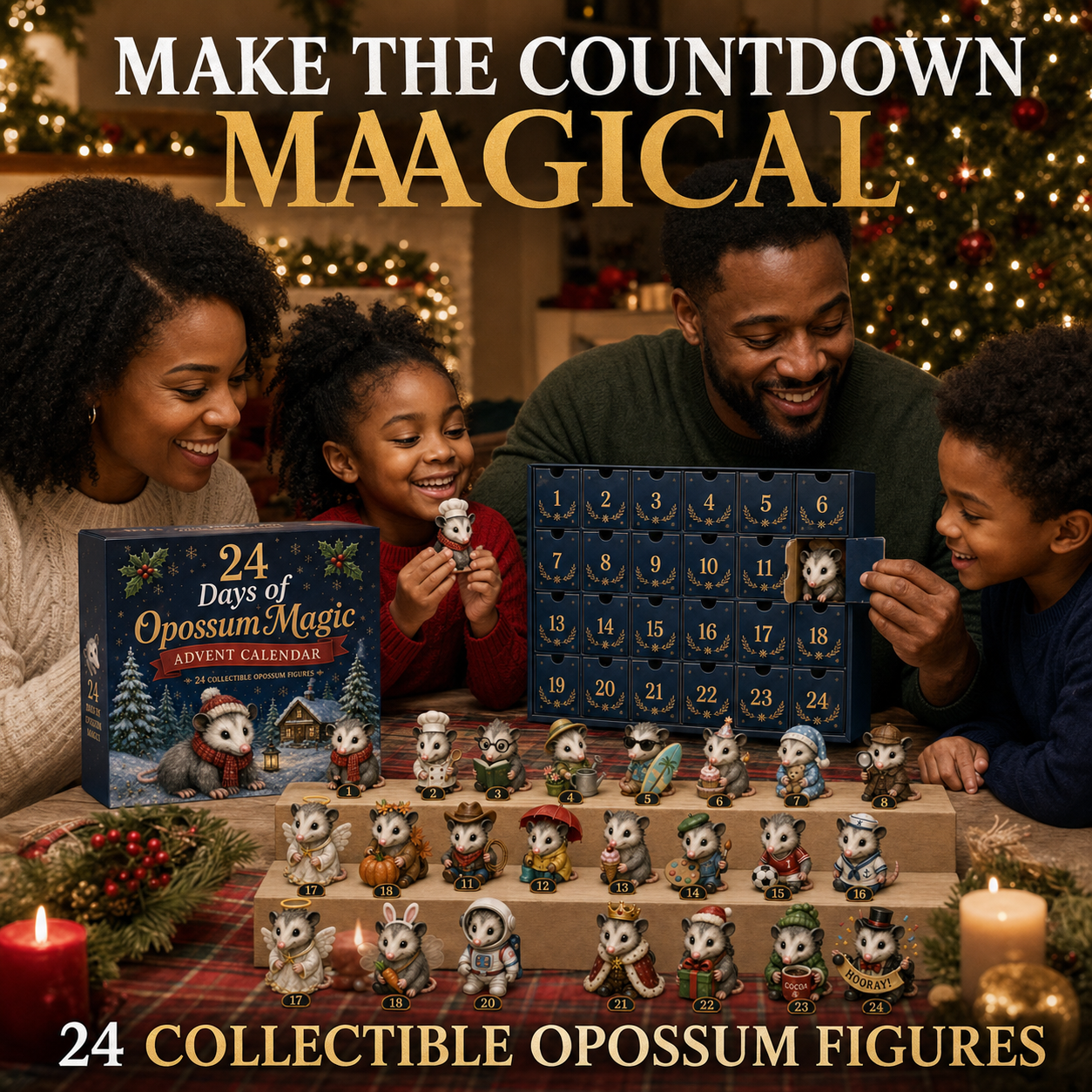 🐾 24 Days of Opossum Magic Advent Calendar – 24 Collectible Christmas Opossum Surprises
