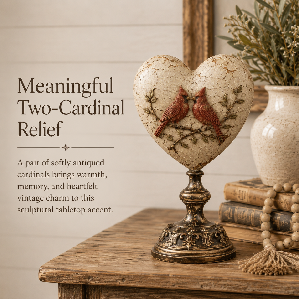 ❤️Vintage Distressed Heart Pedestal Sculpture