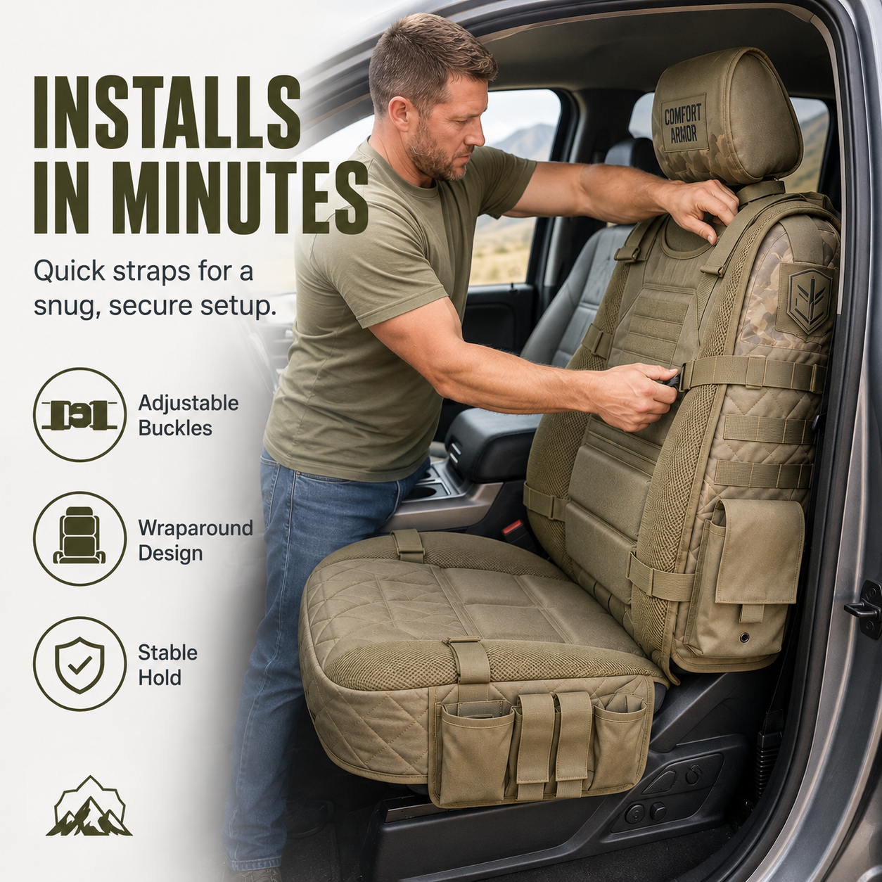 Quick installation with straps