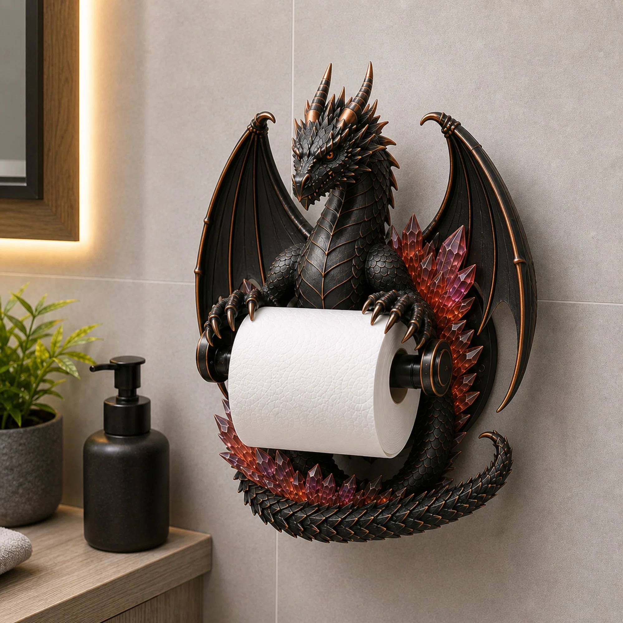 Black Crystal Dragon toilet paper holder