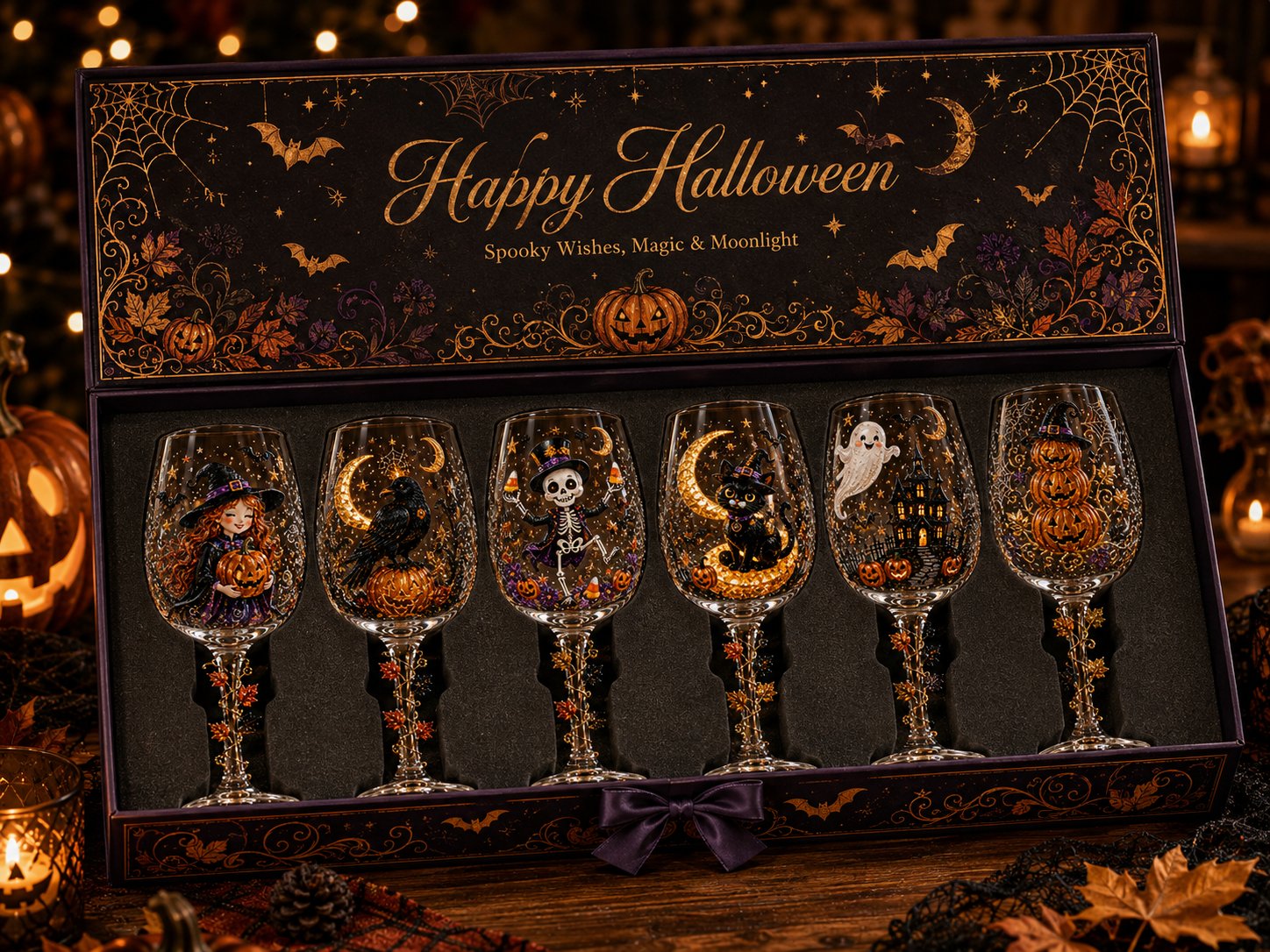 Halloween 3D wine glass gift box collection