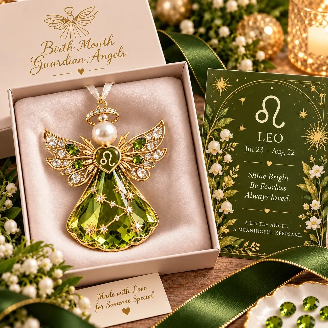 Leo zodiac keepsake design with matching card