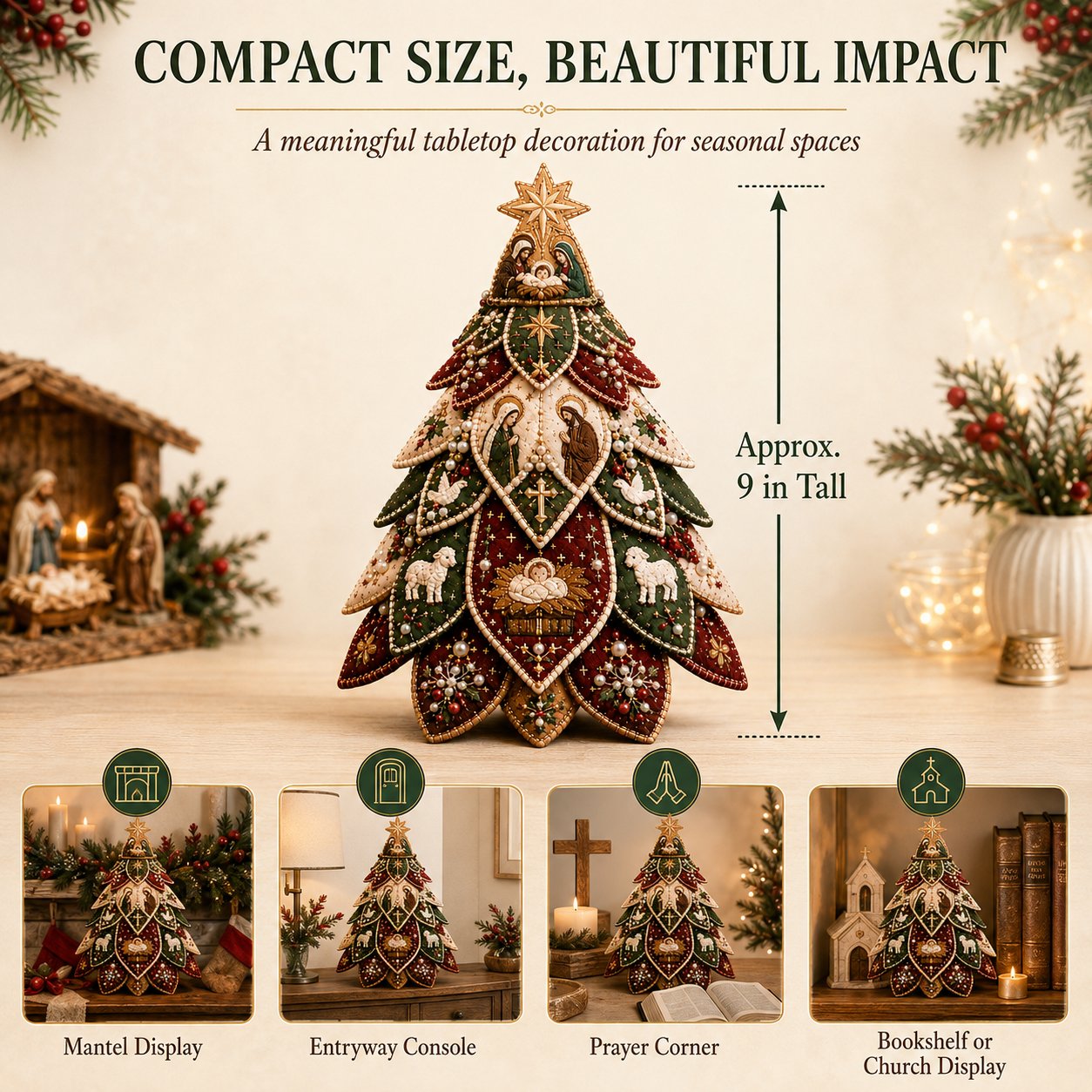 🔥LAST DAY 49% OFF - ✝️Religious-Themed Beaded & Quilted Christmas Tree DIY Kit