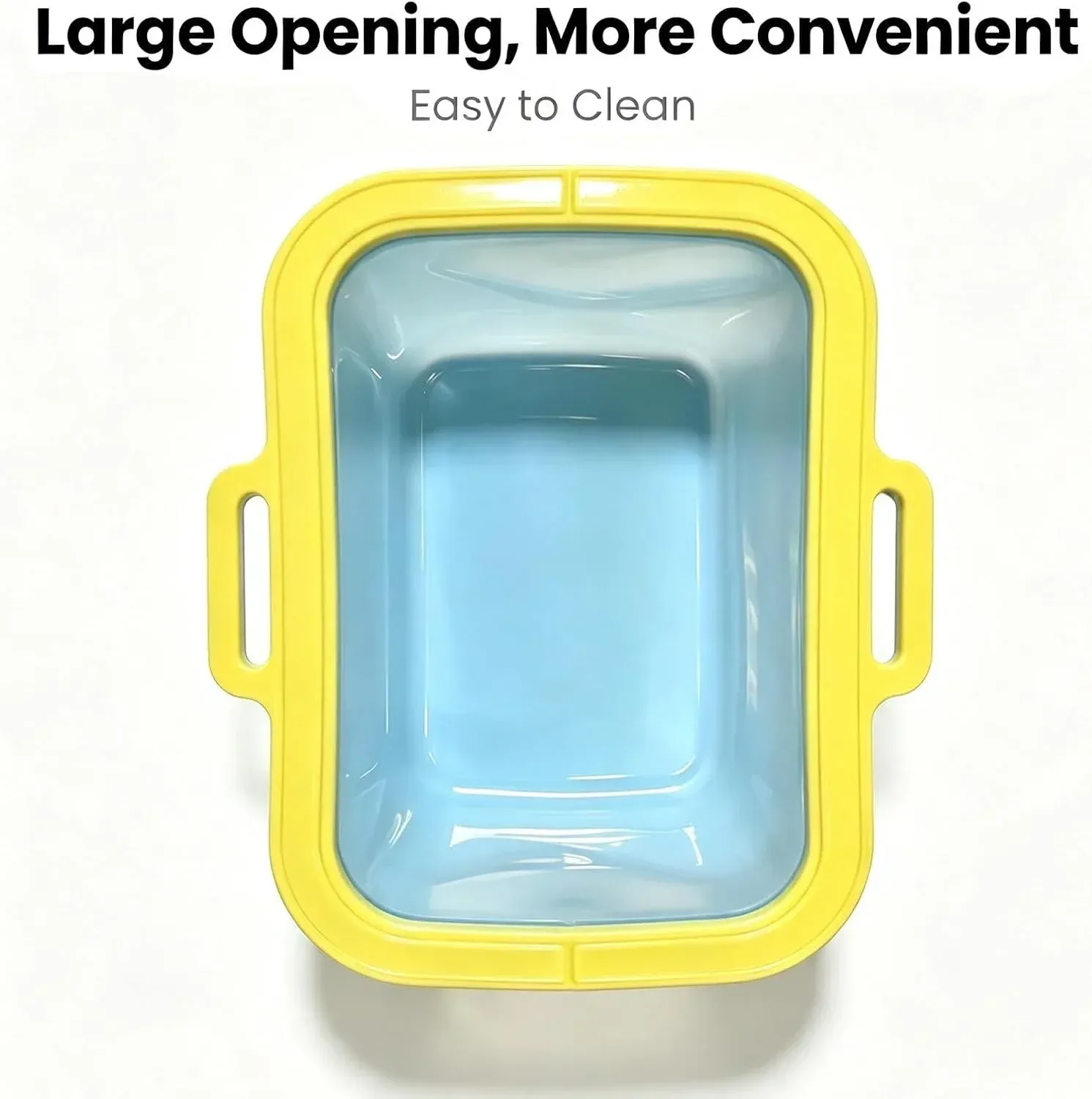 Wide opening of the blue silicone storage bag