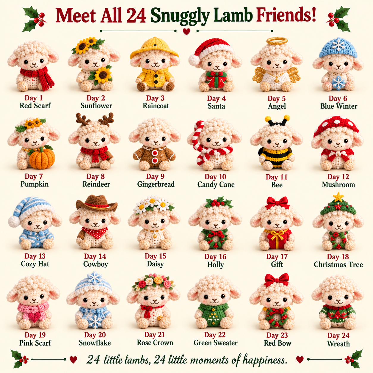 All 24 Snuggly Lamb Friends character designs