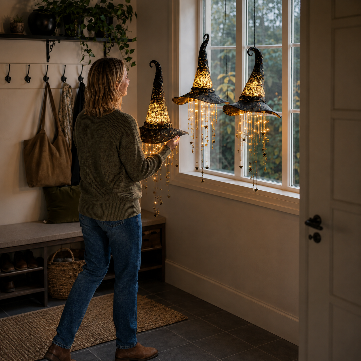 ✨🔮Lighted Witch Hat Hanging Chime