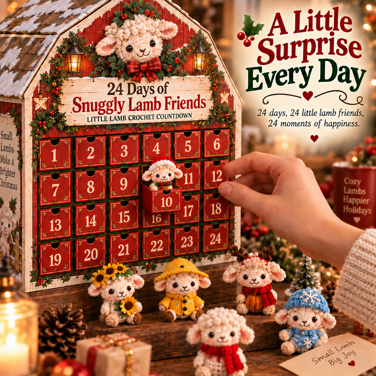 Opening a numbered lamb Advent drawer