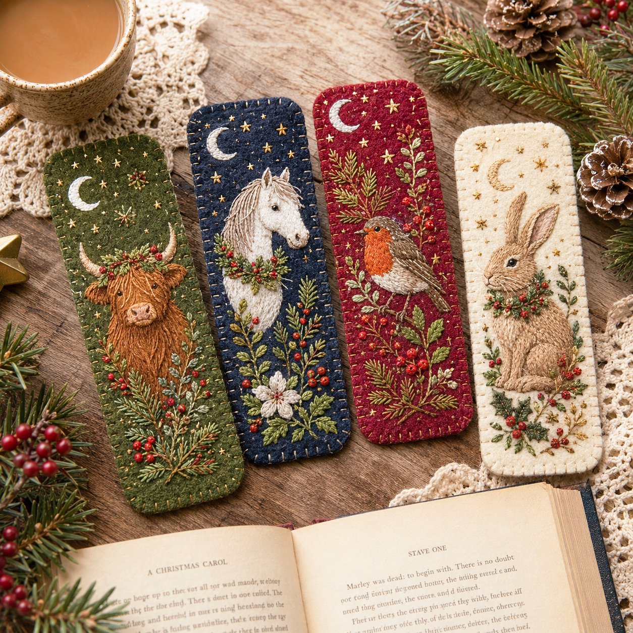 Woodland felt bookmarks