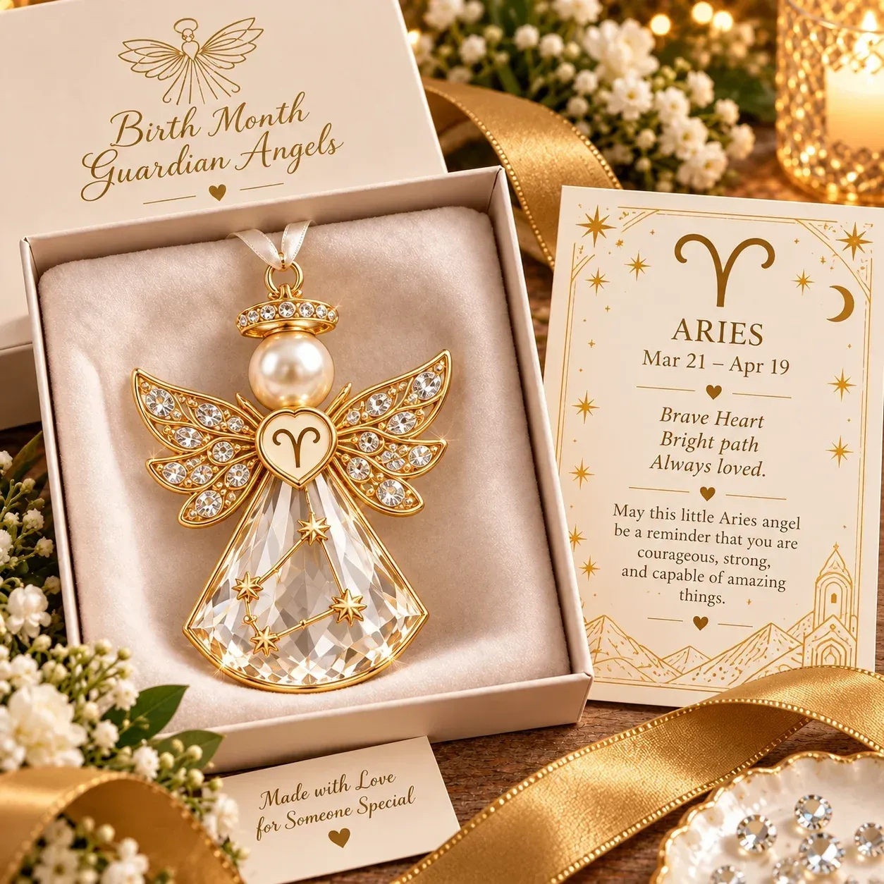 Aries zodiac keepsake design with matching card