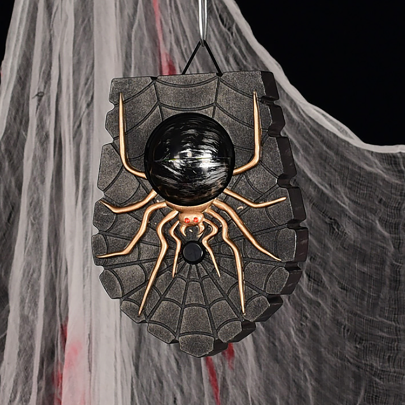 Spider Halloween doorbell hanging in decor