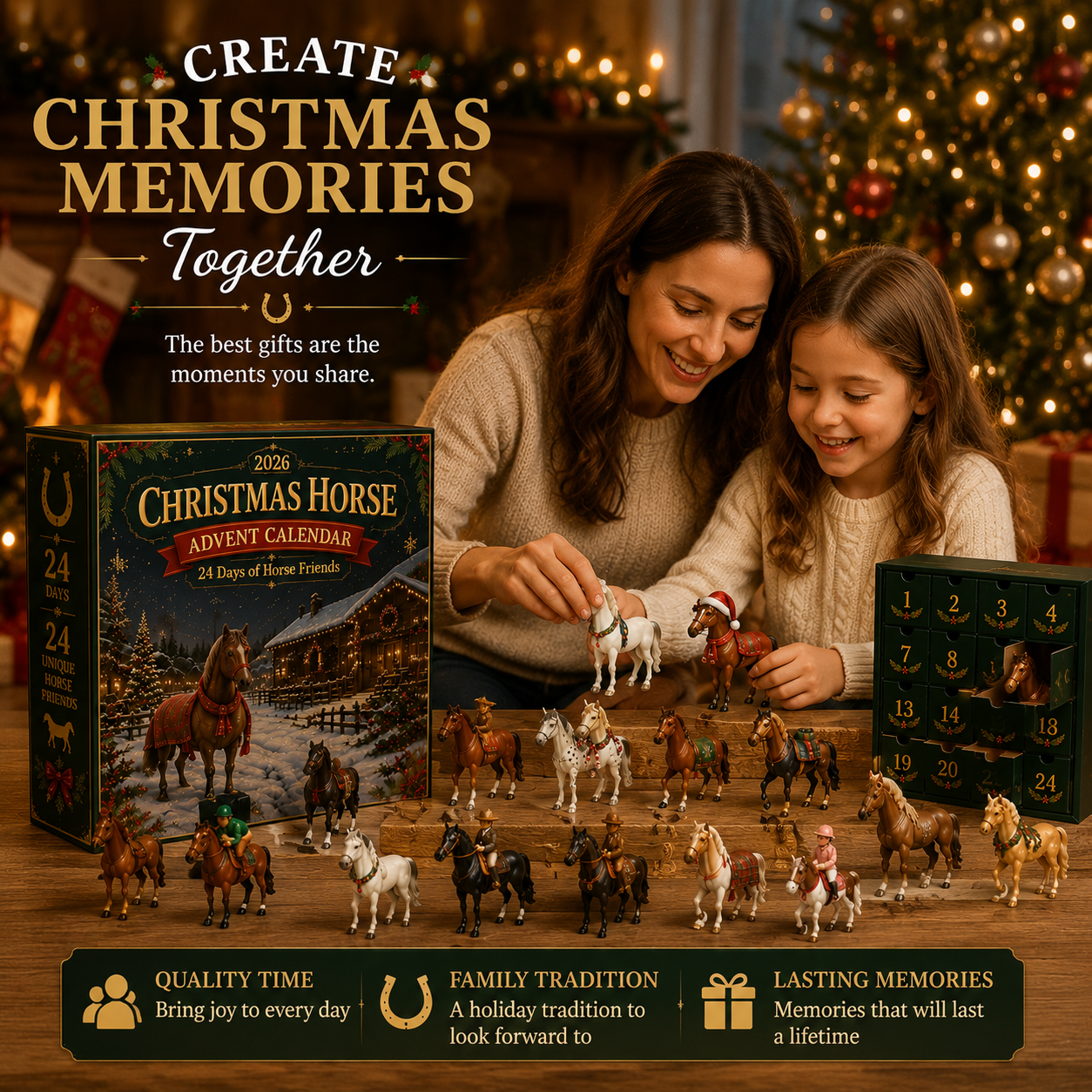 Family enjoying the Christmas Horse Advent Calendar