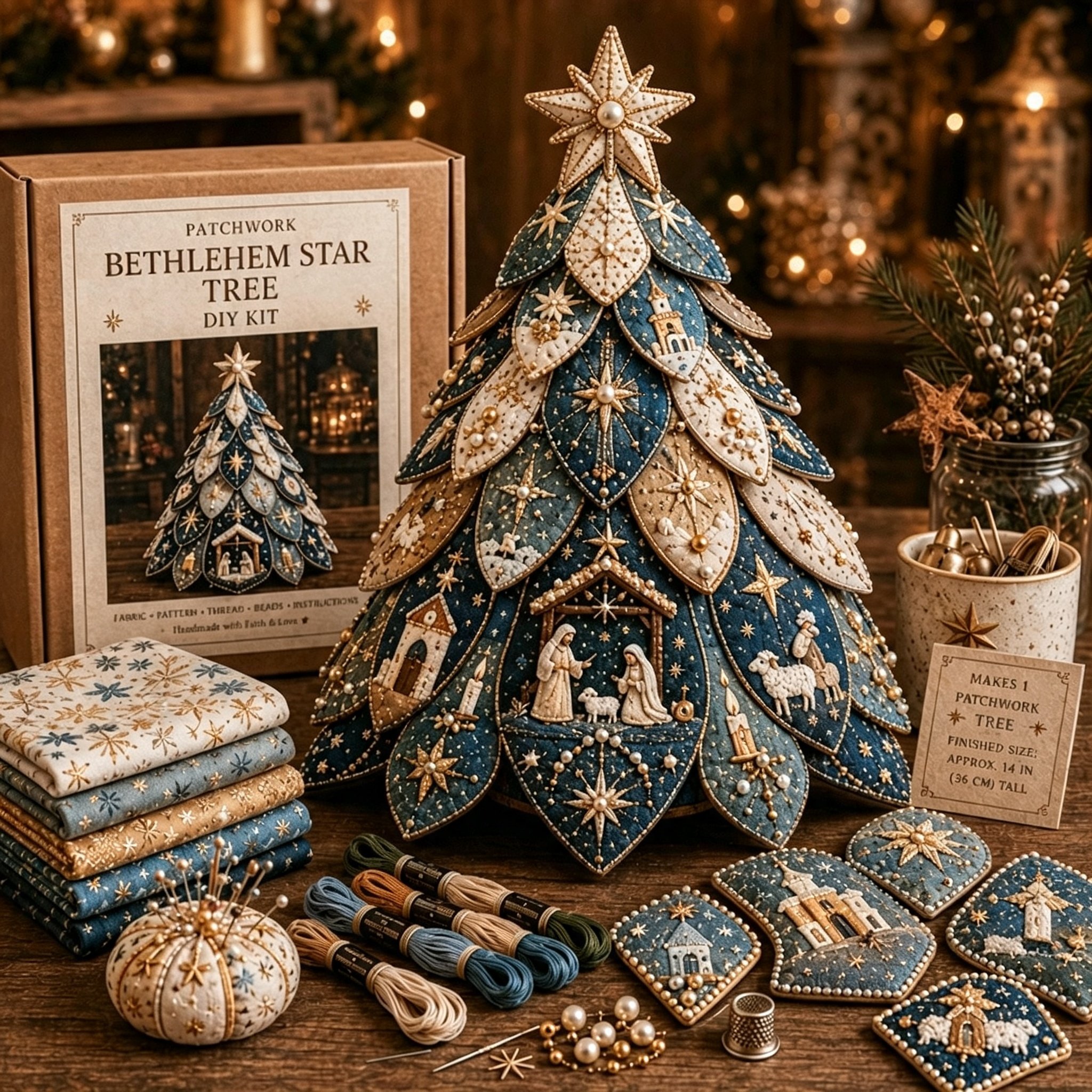 🔥LAST DAY 49% OFF - ✝️Religious-Themed Beaded & Quilted Christmas Tree DIY Kit