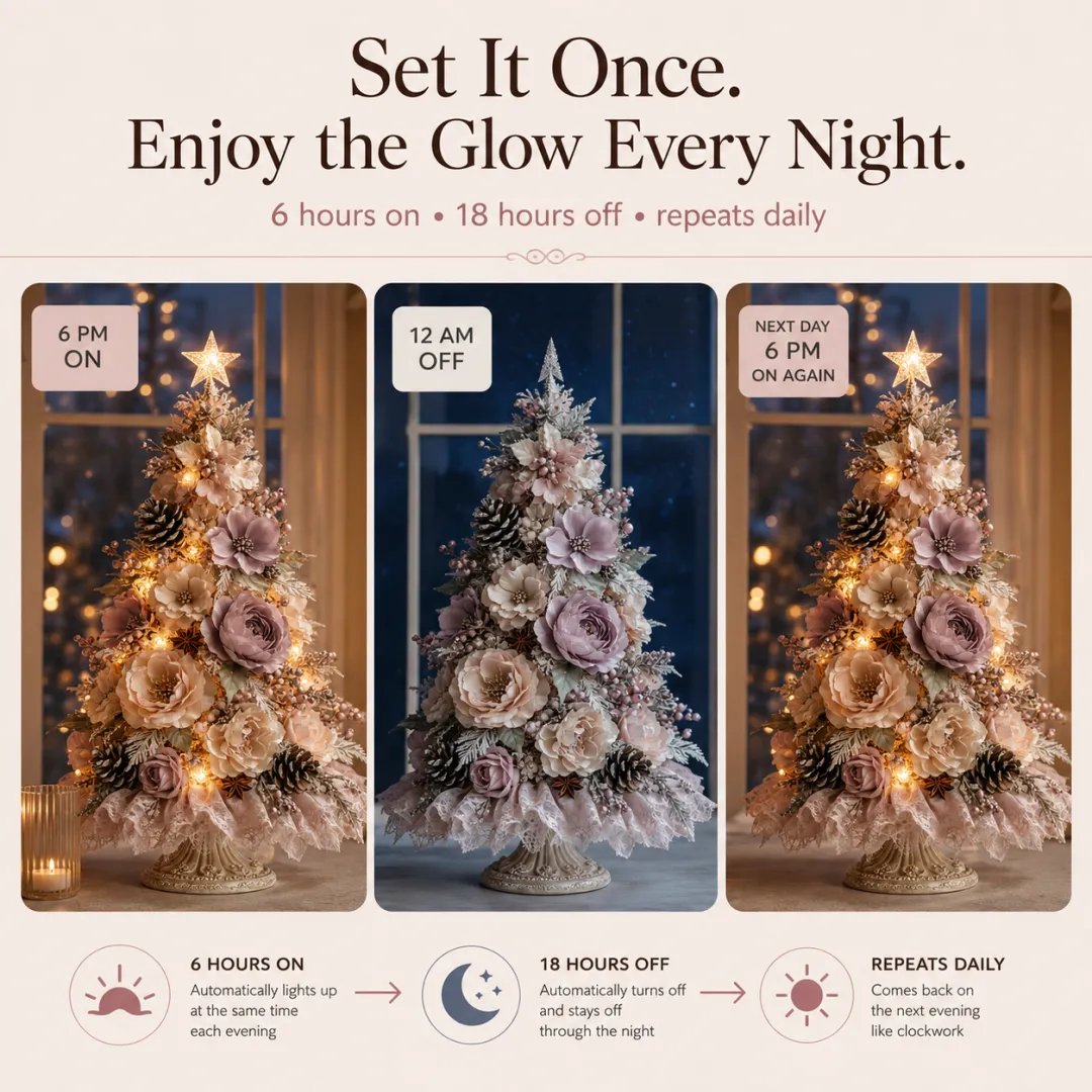 🌸🌲Blush Bloom Pre-Lit Floral Christmas Tree