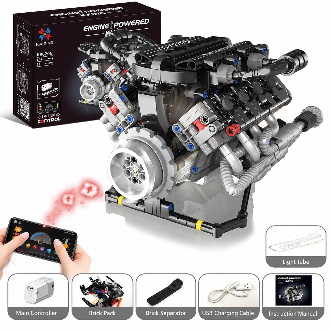 Powered mechanical engine building block set