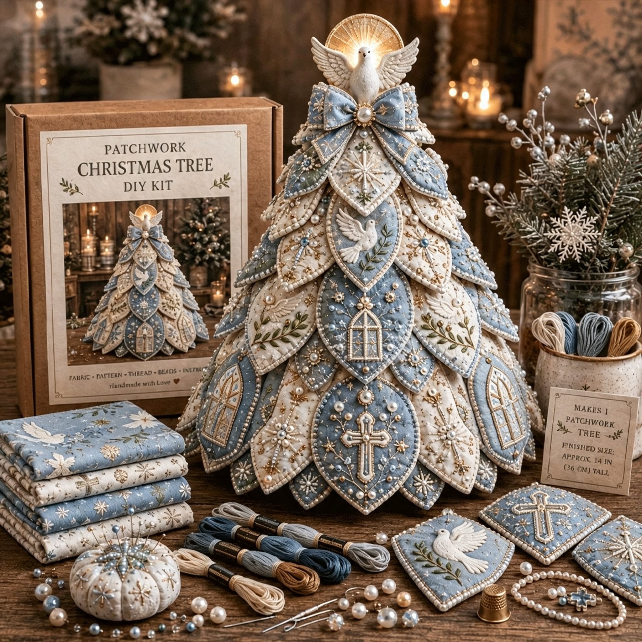 🔥LAST DAY 49% OFF - ✝️Religious-Themed Beaded & Quilted Christmas Tree DIY Kit