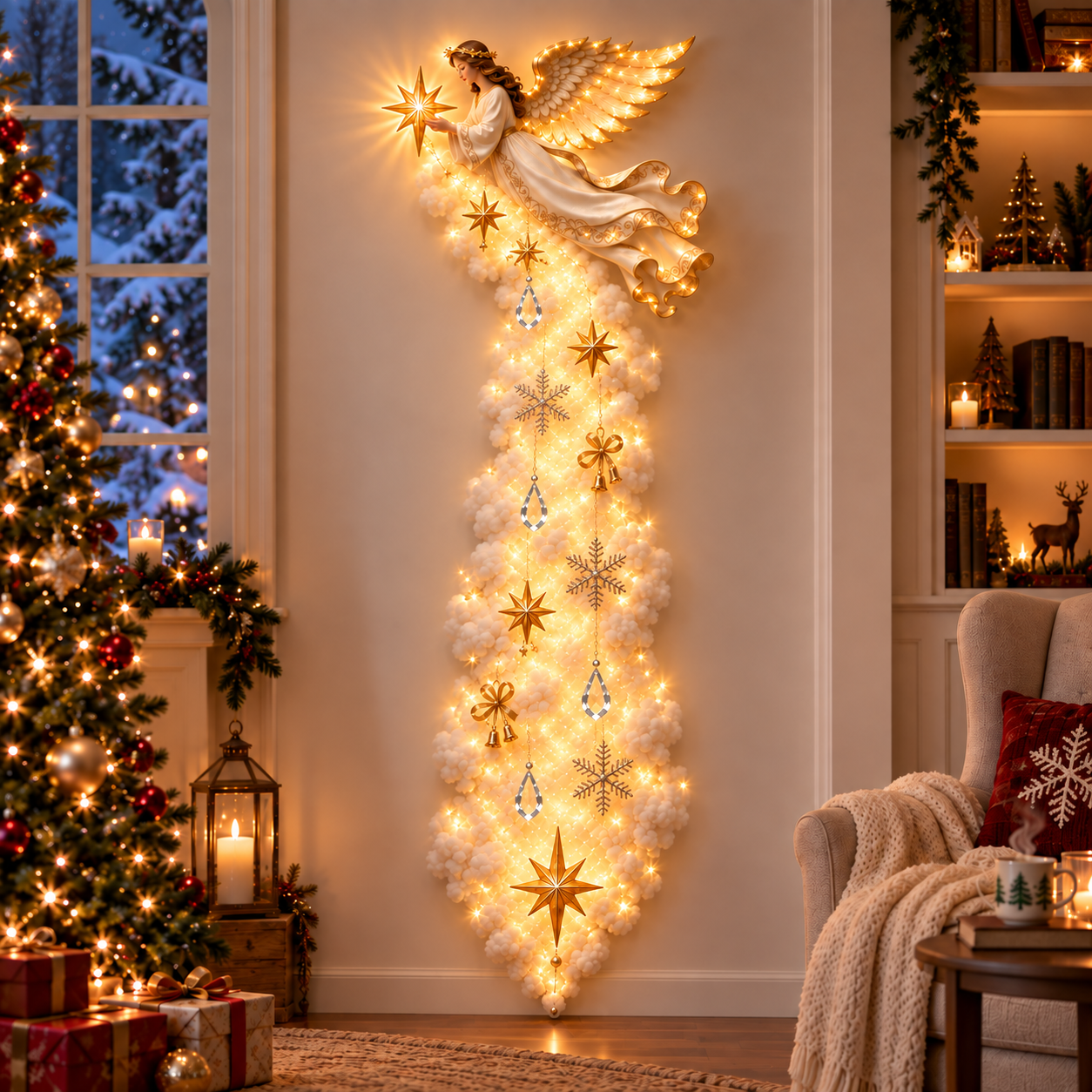 Star Angel glowing cloud trail Christmas wall display