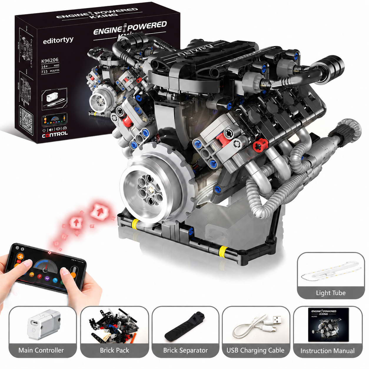 ⚙️ ENGINE POWERED™ V8 Engine Building Kit 🔥 | App-Controlled Mechanical Model