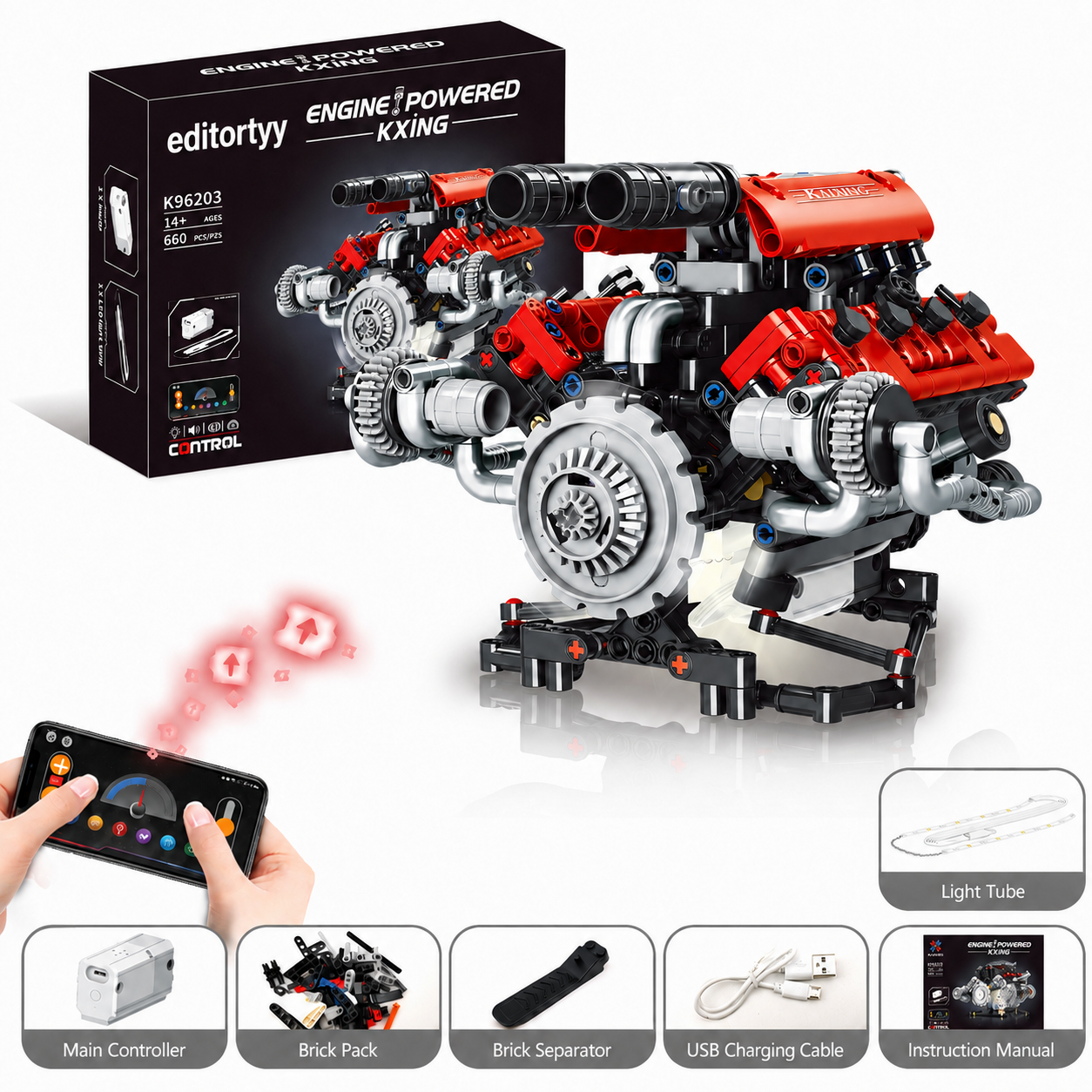 Red mechanical engine building model
