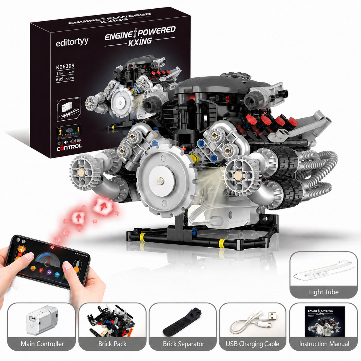 ⚙️ ENGINE POWERED™ V8 Engine Building Kit 🔥 | App-Controlled Mechanical Model