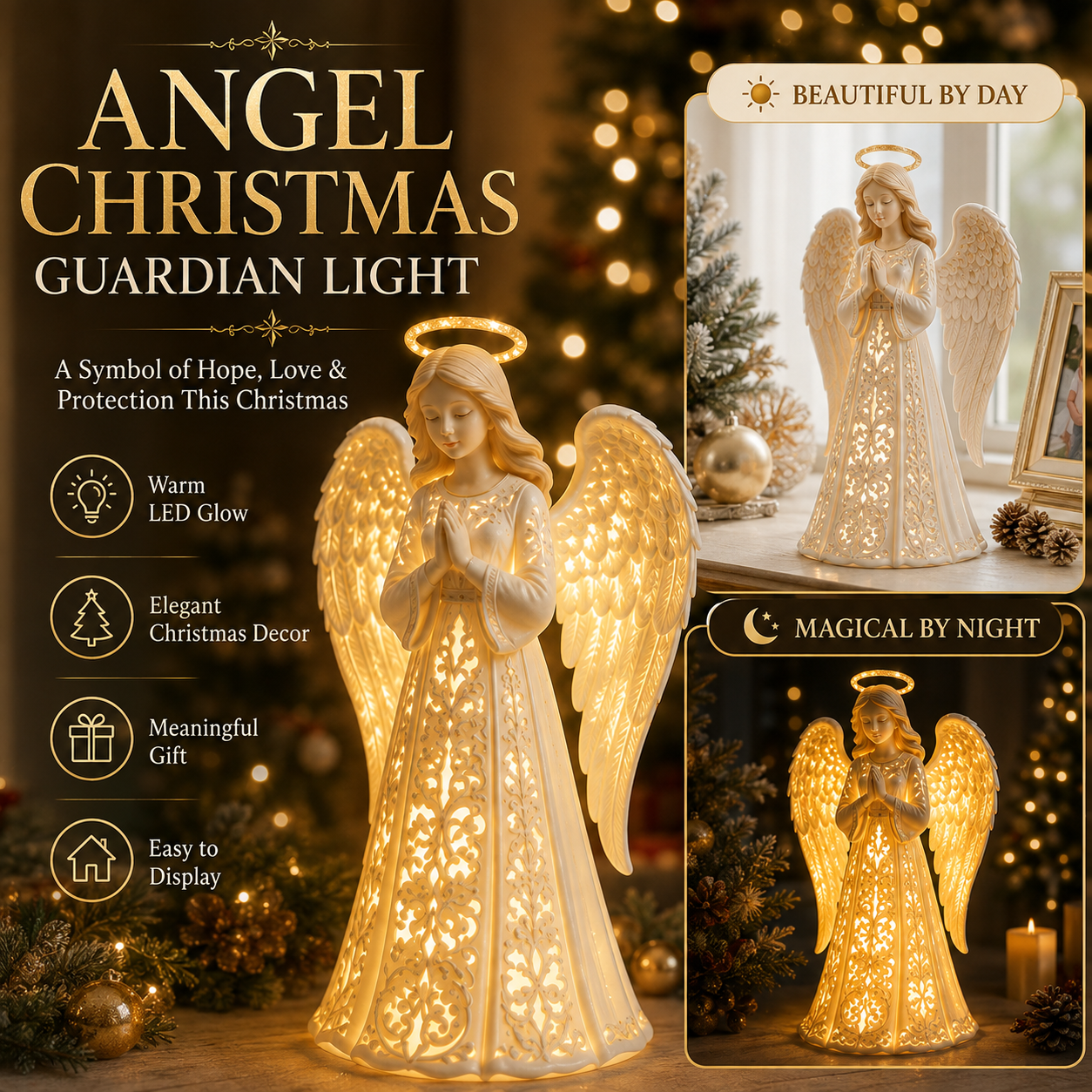 Angel Guardian Light dimensions and easy display