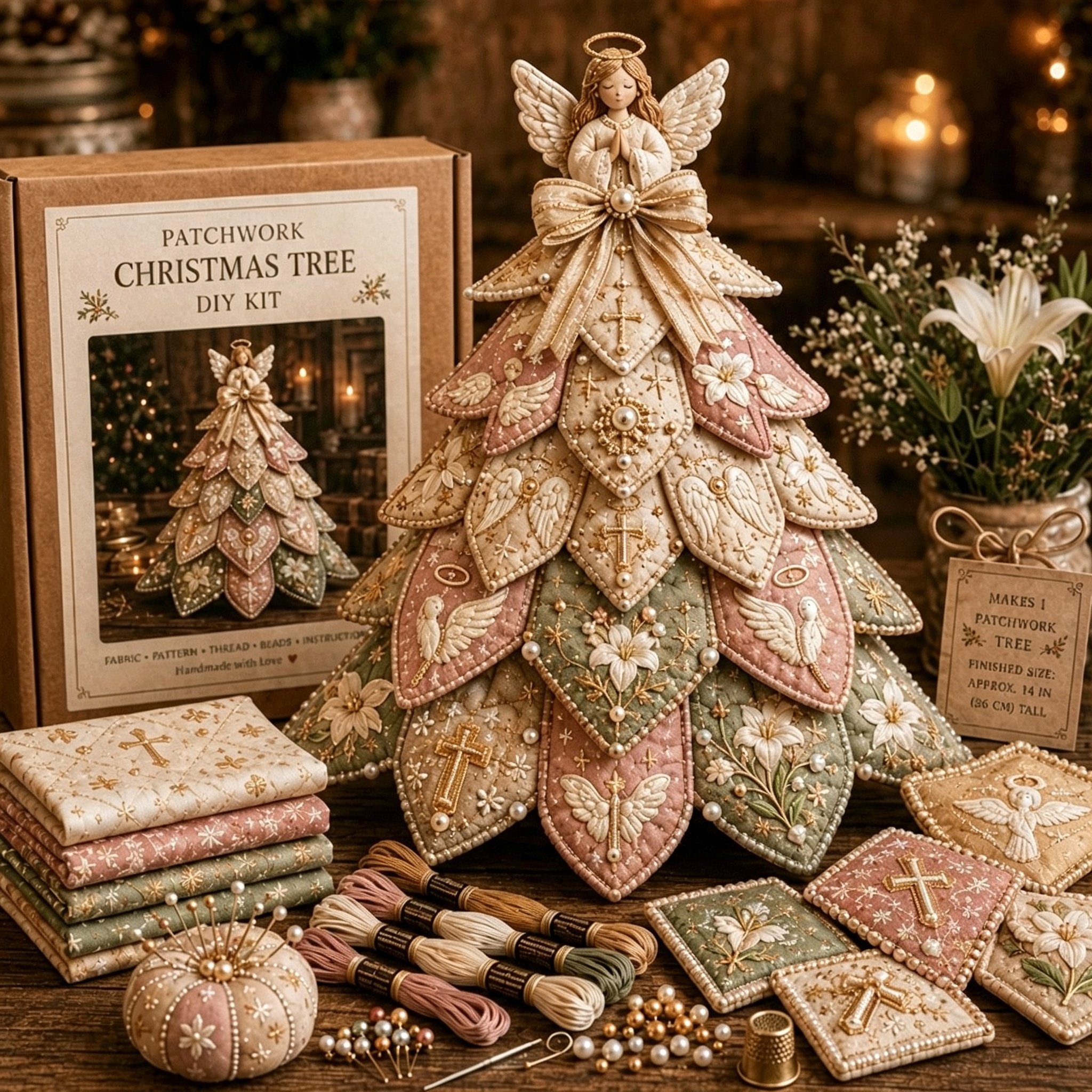 🔥LAST DAY 49% OFF - ✝️Religious-Themed Beaded & Quilted Christmas Tree DIY Kit