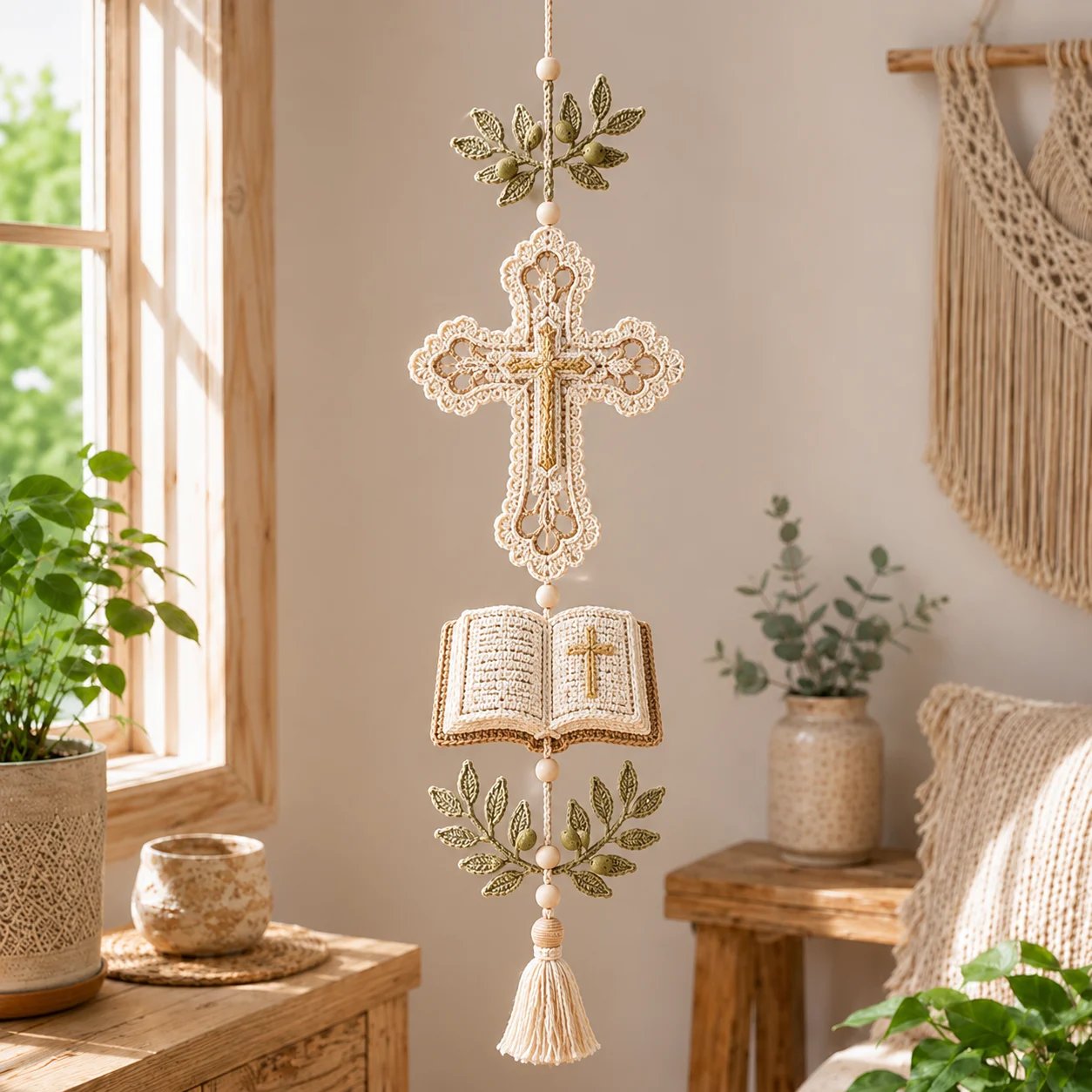 🔥Last Day 49% OFF - ✝️🧵Blessed Faith Hanging Cascade DIY Crochet Kit🪡