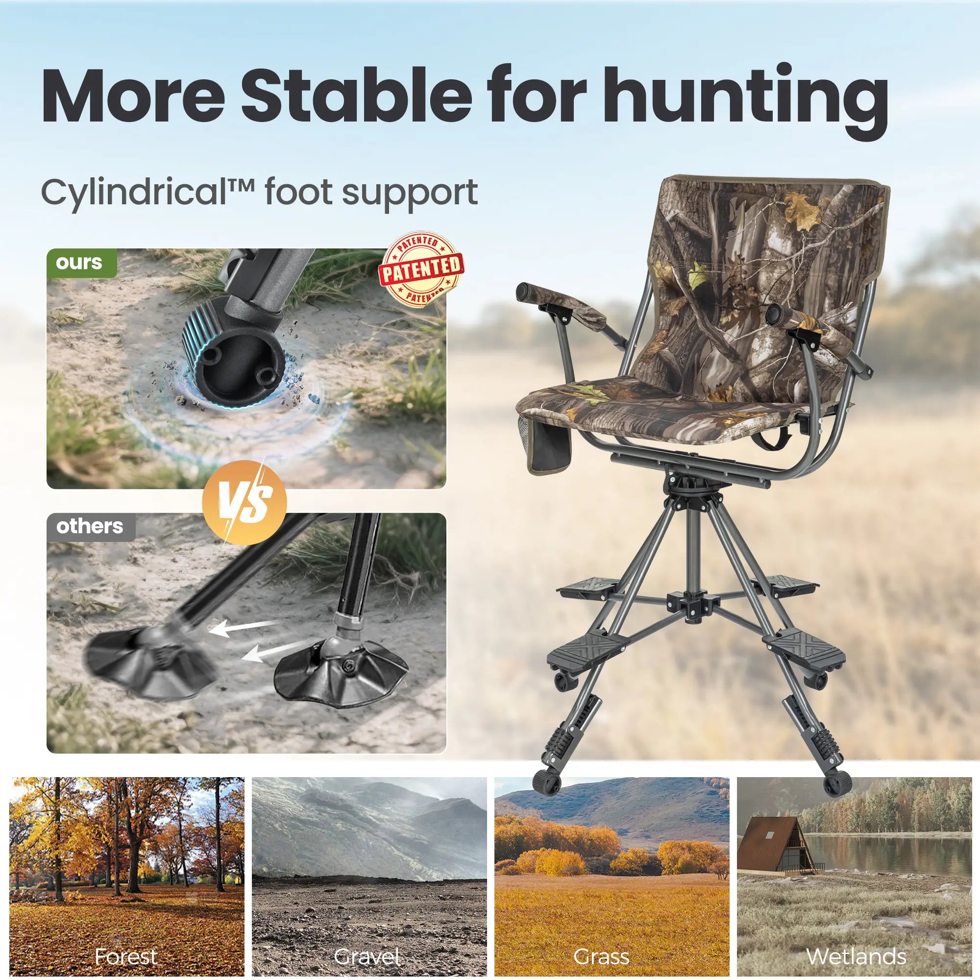 Limited-time 49% off Folding Hunting Chair – 360° Silent Swivel, 330 lbs, Adjustable Legs