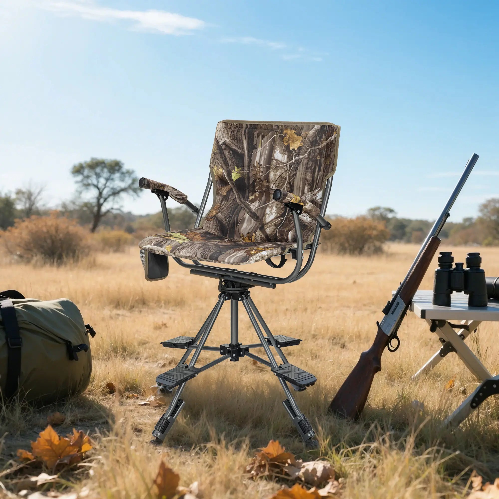 Limited-time 49% off Folding Hunting Chair – 360° Silent Swivel, 330 lbs, Adjustable Legs