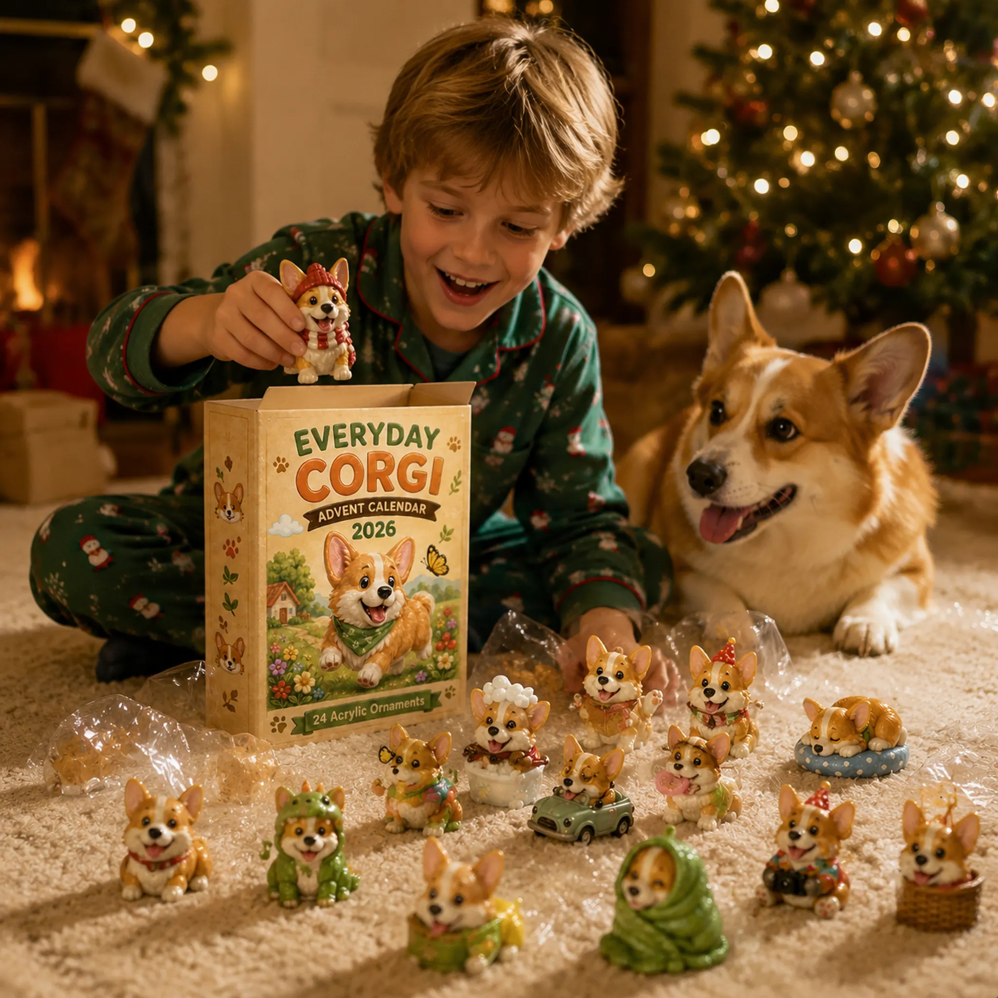 🐶🦴Everyday Corgi Advent Calendar 2026 - 24-Day Festive Countdown, Acrylic Charms Blind Box - Gift For Corgi Lovers