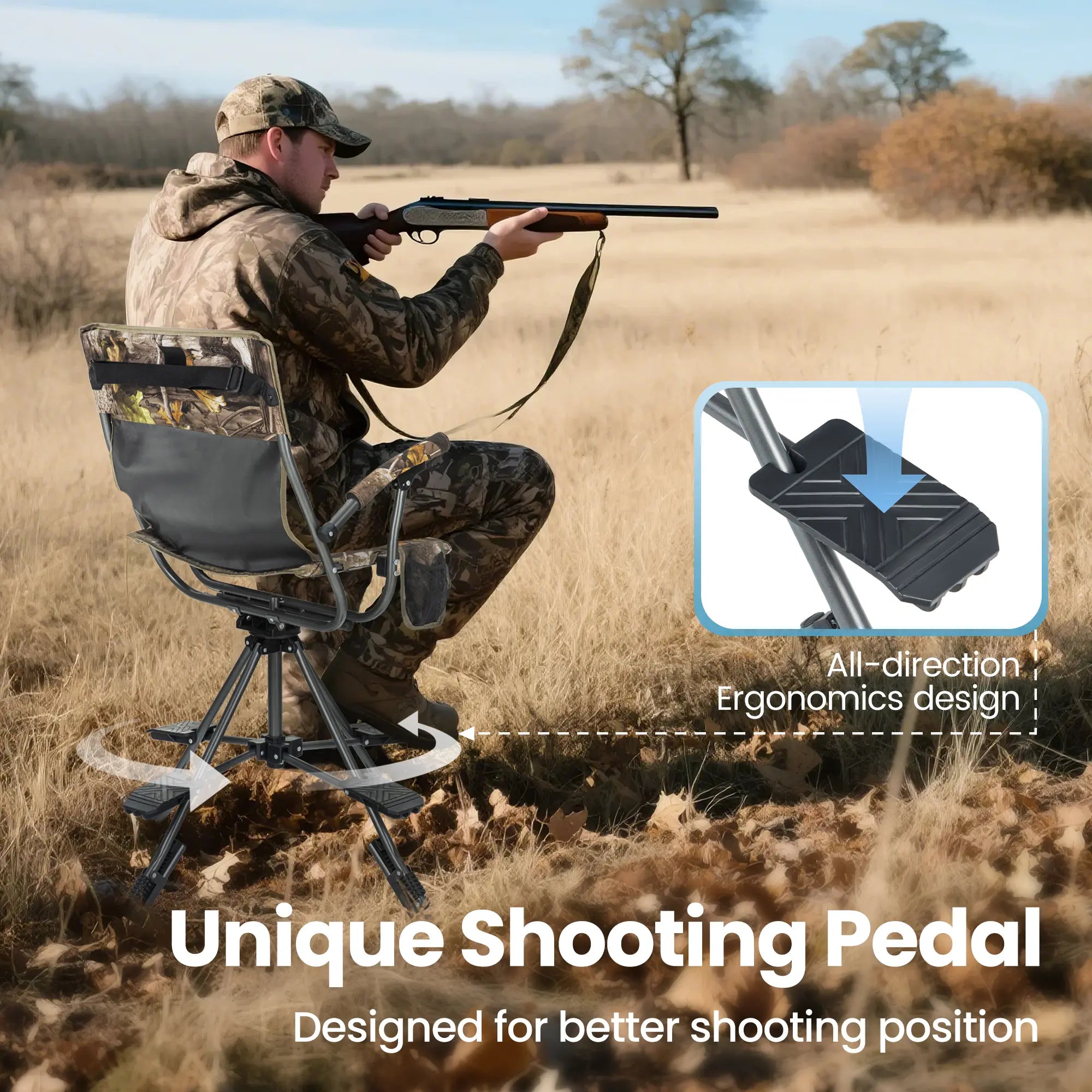 Limited-time 49% off Folding Hunting Chair – 360° Silent Swivel, 330 lbs, Adjustable Legs